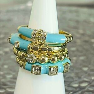 Heidi Daus 🆕 Size 8 Crystals & Enamel 4 piece stackable fun rings
